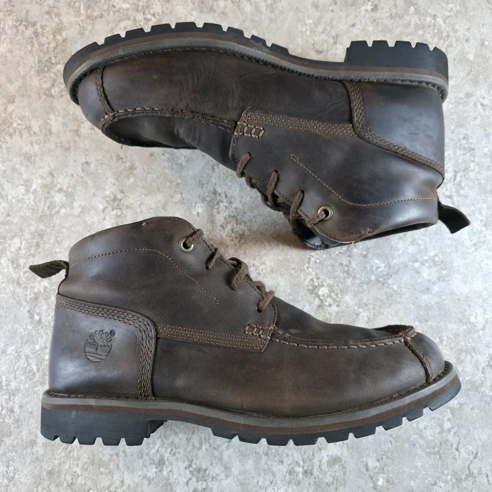 Timberland‎ Grantly Chukka Leather Moc Toe Ankle Shoe Boots Brown Size 9.5 A1859